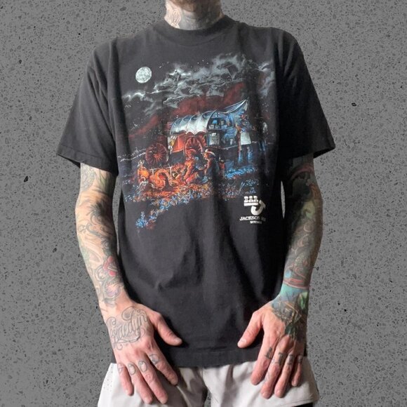 Fruit of the Loom Other - Vintage SINGLE STITCH Shirt 3D Jackson hole Wyoming cowboy western 3D Harley